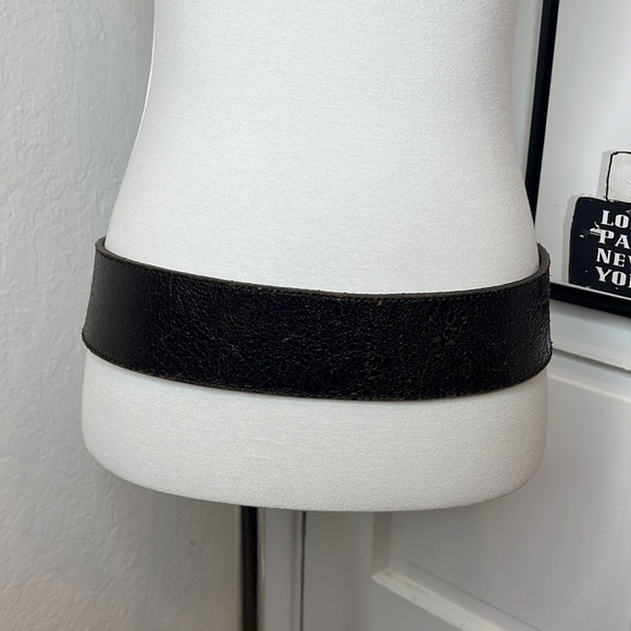 Fabio Corti Brown Crackled Leather Belt Size L - Picture 3 of 9